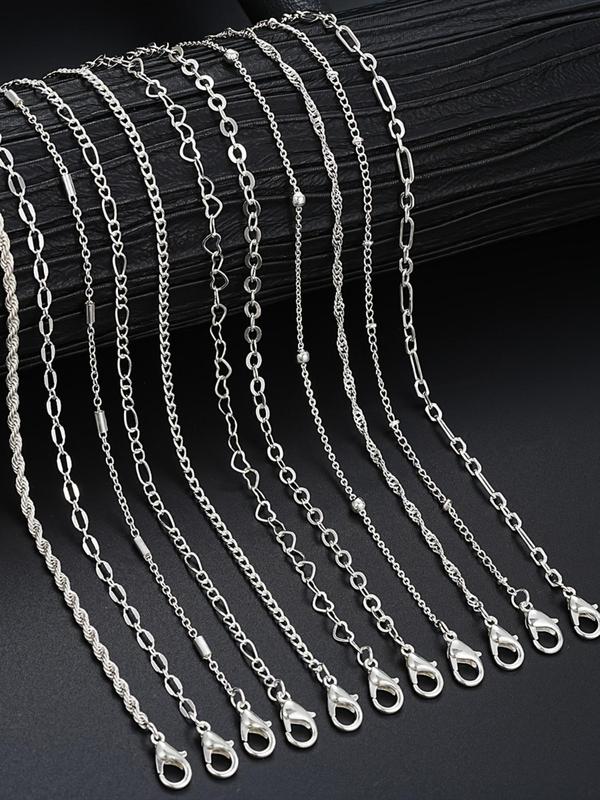 Fashionable Heart Charm Link Bracelet (11pcs set), Casual Simple Jewelry for Women & Girls, Party, Daily Clothing Decor, Trendy All-match & Exquisite Jewelry for Birthday Gift