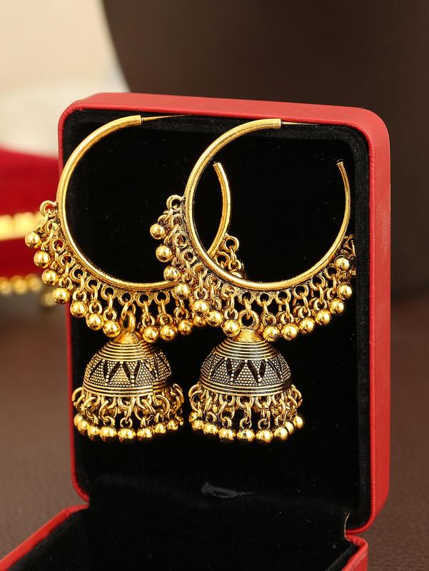 Boho Style Ethnic Style Alloy Dangle Earrings for Women, Retro Ethnic Style Large Bell Drop Earrings