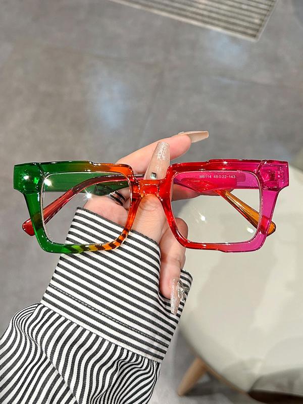 Simple Matching Eyeglasses for Everyday Use, 2024 Spring & Summer Y2k Square Frame Fashion Glasses, Women Glasses Accessories for Travel, Perfect for Students