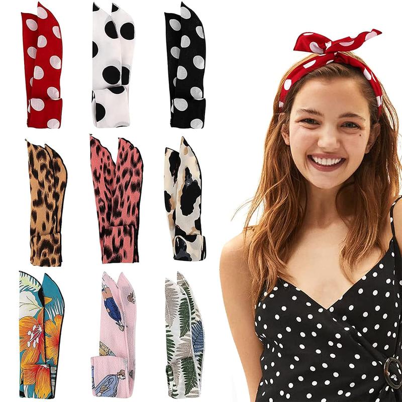 Wire Headband, 9 Pcs Wire Headbands for Women Cute Tie Headband for Girls Wired Bow Headbands for Women Ajustable Twist Headband Wire Head Bands Twist Hair Band Bendable Headbands for Women's Hair Tie Twist Wire Headbands Hair Accessories for Women Girls
