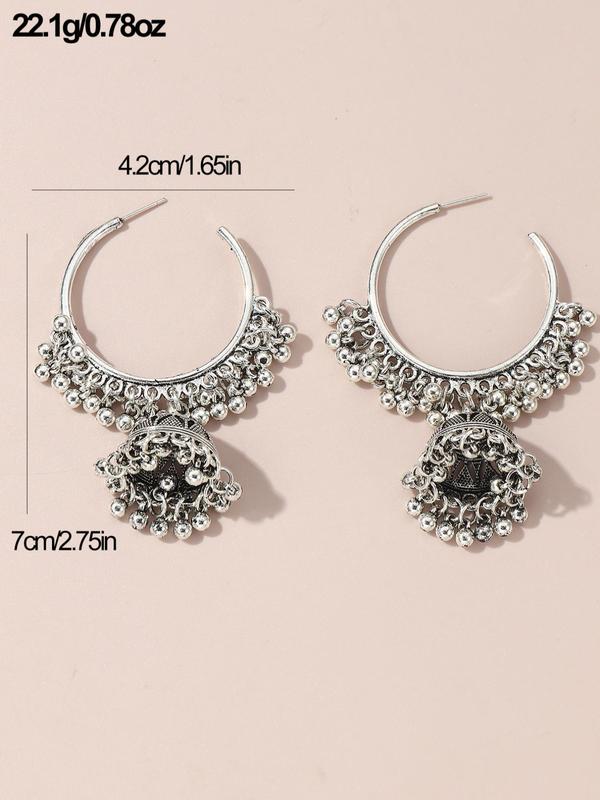 Boho Style Ethnic Style Alloy Dangle Earrings for Women, Retro Ethnic Style Large Bell Drop Earrings