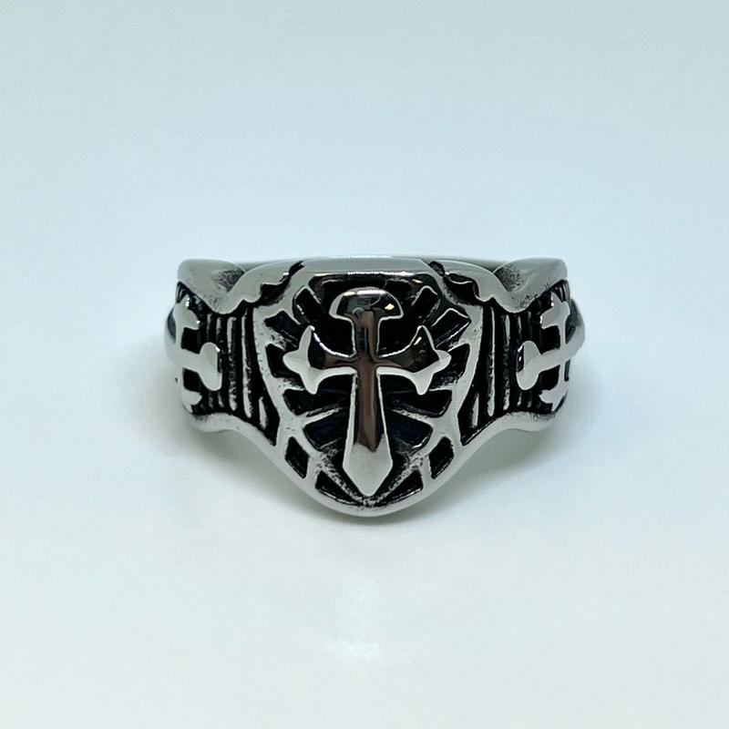 Stainless Steel Cross Shield Ring - Durable and Long-Lasting Jewelry