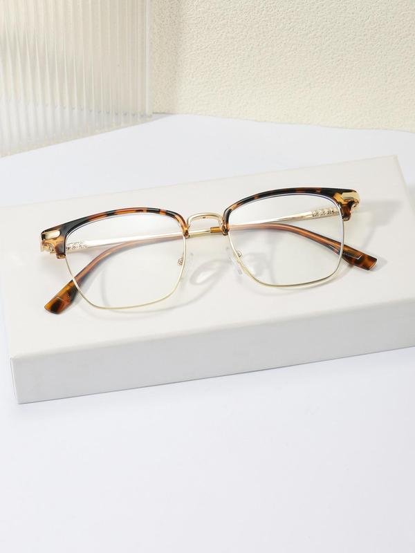 Simple Business Style Hawksbill Pattern Square Shaped Eyeglasses, Trendy Casual Eyeglasses for Women, Fashion Eyeglasses for Daily Wear