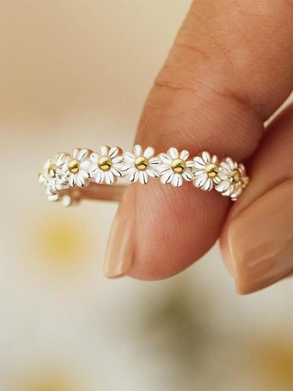 Elegant Flower Design Ring, Fashion Jewelry for Party, Daily Clothing Decor, Trendy All-match & Exquisite Jewelry for Birthday Gift for Women & Girls