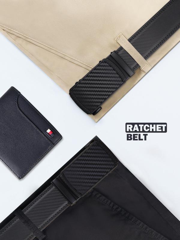 Men's Business Chevron Pattern Pu Buckle Belt, Slide Ratchet Belt for Men Dress Pant Shirt Oxfords, Business Casual Waistband for Work Office
