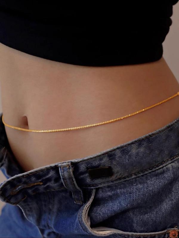 Women's Fashion Glitter Sparkly Waist Belt, Casual Body Jewelry for Crop Top, Fashion Accessories for Women