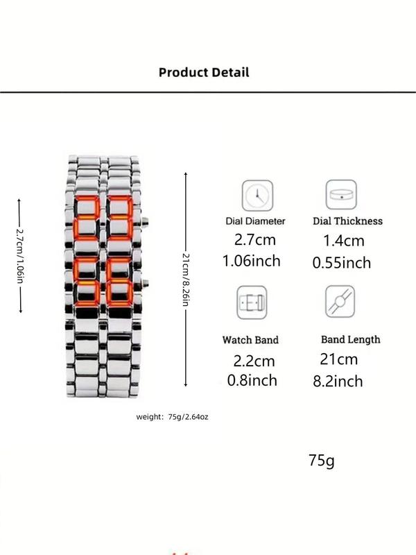 Men's Punk Style LED Digital Watch, Street Trend Novelty Wristwatch with LED Light, Chic Watch As Gift for Boyfriend without Box