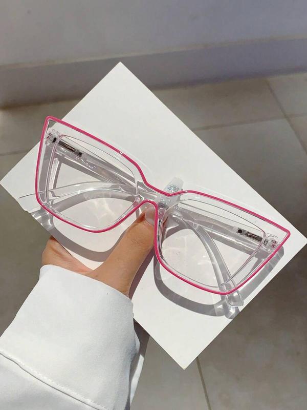 Cat Eye Frame Eyeglasses, Simple Plain Color Eyeglasses for Women & Men, Fashion Eyeglasses for Work, Daily Clothing Decor, Perfect for Student Daily Use