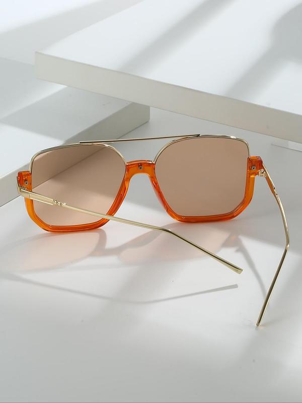 Unisex Simple Style Square Frame Sunglasses, Trendy Casual Sunglasses for Everyday Use, Fashion Accessories for Outdoor Activities