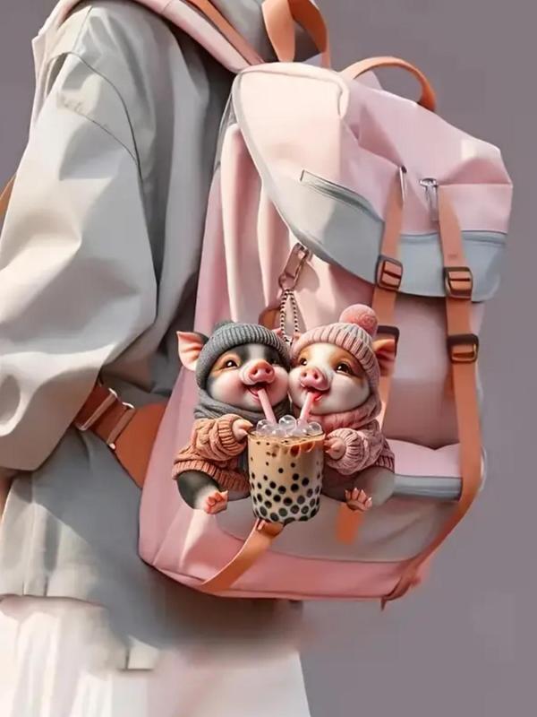 Cute Pig Design Keychain, Novelty Hanging Keychain for Car, Bag, Key, Fashion Accessories for Men & Women