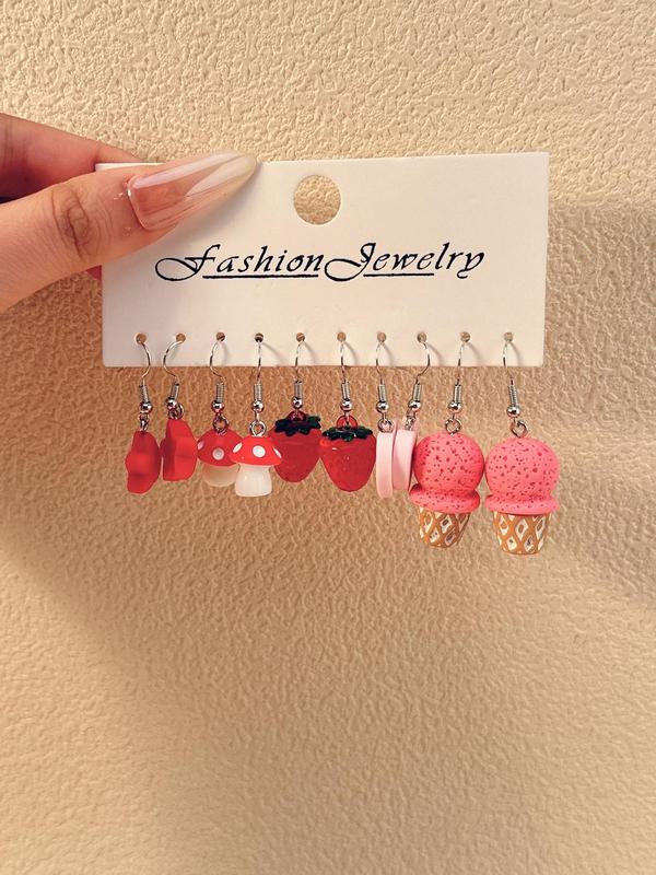 Cute Ice Cream & Mushroom Design Earrings, Fashion Jewelry for Party, Daily Clothing Decor, Trendy All-match & Exquisite Jewelry for Birthday Gift