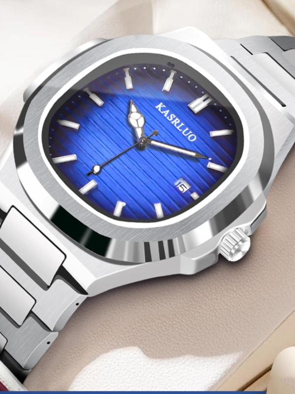 Men's Business Fashion Analog-digital Quartz Watch, Casual Trendy Rectangle Dial Wristwatch, Fashionable Watch for Daily & Business Decoration As Gift with Box