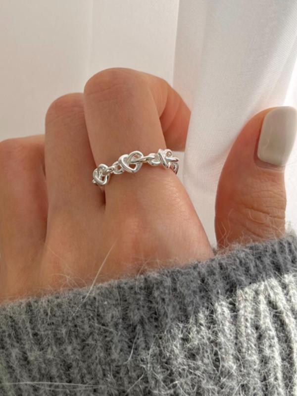 Minimalist Temperament Heart Design Hollow Out Ring, Fashion Accessories For Women, Copper Hand Jewelry For Party, Club, All-match Fashion Accessories For Daily Wear