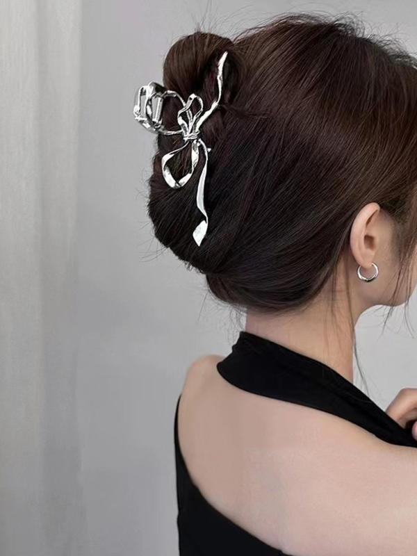 Women's Elegant Bowknot Design Hair Claw, Cute Trendy Plain Color Hair Claw, Fashionable Hair Accessories for Women & Girls