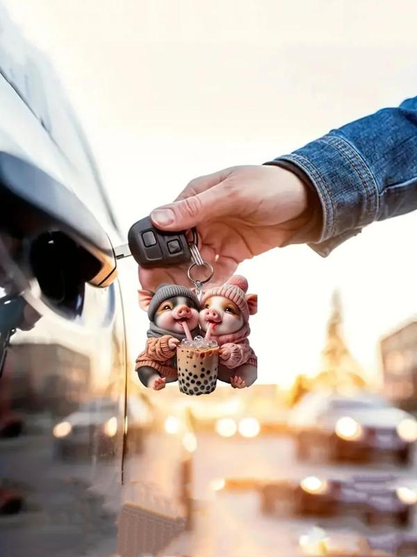 Cute Pig Design Keychain, Novelty Hanging Keychain for Car, Bag, Key, Fashion Accessories for Men & Women