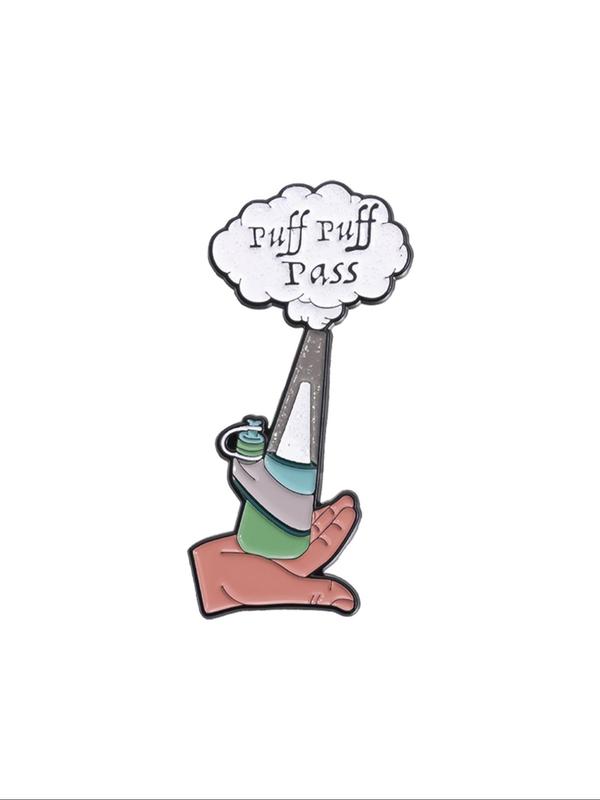 Cartoon Letter Design Puff Puff Pass Brooch, Creative Clothes Accessories for Men & Women, Enamel Pin for Backpacks, Jeans, Scarves, Hats Decoration