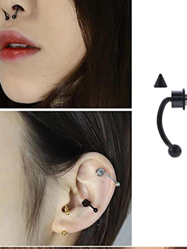4 Pairs Triangle Design Magnetic Nose Rings, Punk Stainless Steel Accessories For Party Holiday Vacation