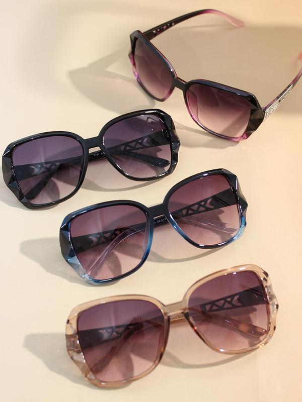 2024 Summer Rhinestone Decorated Oversized Sunglasses, Trendy Casual Sunglasses for Everyday Use, Fashion Accessories for Outdoor Activities