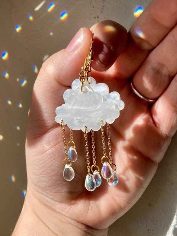 Cloud & Raindrop Design Dangle Earrings (1 Pair), 2024 New Dainty Jewelry for Daily Clothing Decor, Party, Chic All-match Jewelry As Gift for Girlfriend
