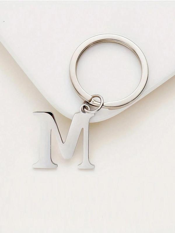 Stainless Steel Letter Design Keychain, Fashionable Keychain for Men & Women, Trendy All-match Keychain for Birthday Gift