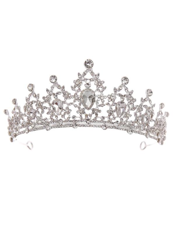 Women's Elegant Rhinestone Decor Crown, Trendy Exquisite Headwear for Bride, Chic Gorgeous Hair Accessories for Wedding Party Decor