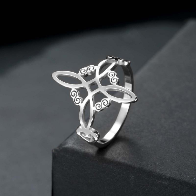 [Limited time event] Fashionable and simple pattern witch knot ring Holiday gift, non-opening, adjustable ring, personalized and versatile