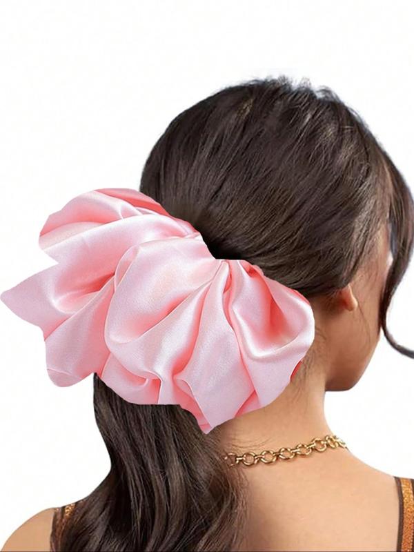 Women's Elegant Solid Color Ruched Design Hair Tie, Cute Trendy Scrunchie, Fashionable Hair Accessories for Daily & Party Decoration