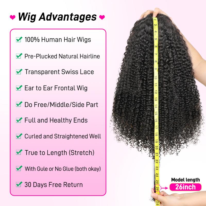 FORGIRLFOREVER Kinky Curly Lace Front Wig 13x4 Pre Plucked Lace Frontal Human Hair Wigs Natural Hairline Afro Curly Lace Front Wigs For Women