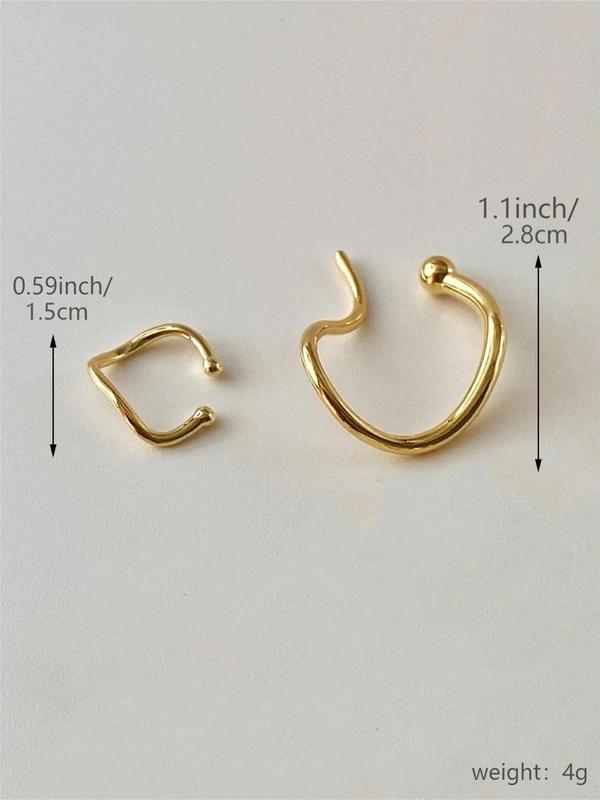 Women's 1 Pair Plain Casual Copper Ear Cuff, Casual Trendy Ear Cuff, Fashionable Jewelry for Daily & Party Decoration
