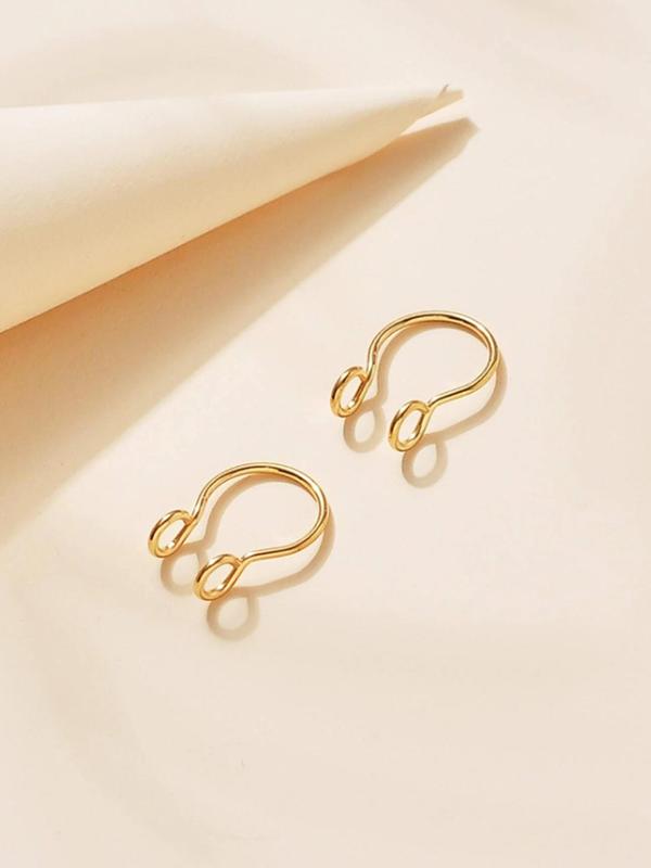 Fashionable Minimalist Nose Cuff, 2 Counts Stainless Steel Nose Ring for Women & Men, No Piercing Needed Septum Body Jewelry for Party, Daily Decor, Trendy All-match & Exquisite Jewelry for Birthday Gift