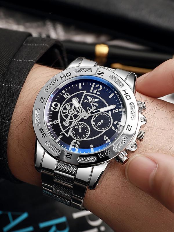 Men's Business Fashion Round Dial Analog Quartz Watch, Fashion Watch for Party, Trendy All-match & Exquisite Watch for Gift without Box