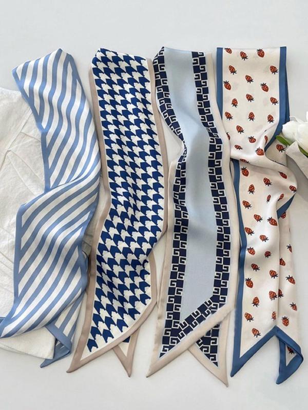 Boho Style Hair Band, Long Silk Scarves & Striped Pattern Hair Band, Multi-use Hair Accessories for Women & Girls