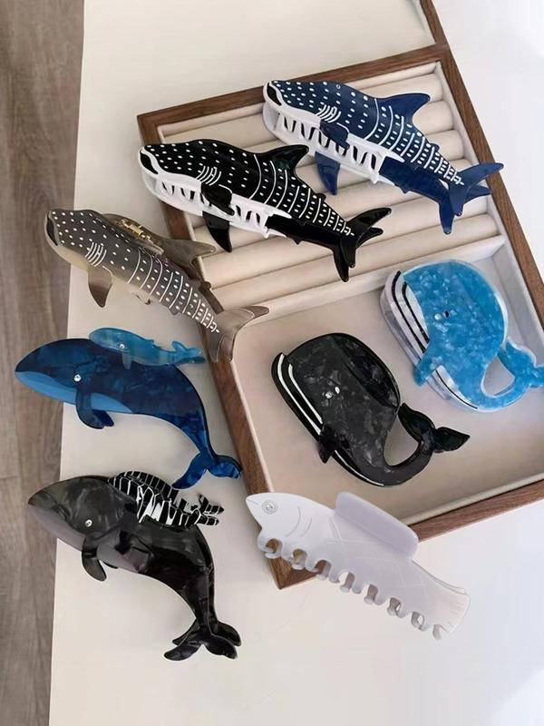 Cute Whale Dolphin Shark Design Hair Claw, Fashionable Hair Accessories for Women & Girls, Lovely Hairwear for Daily Used