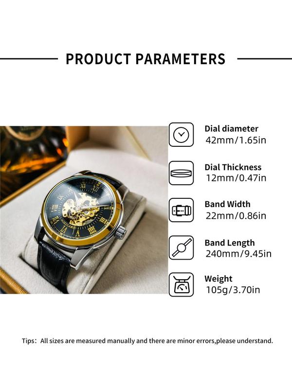 Men's Mechanical Watch, Fashion Automatic Skeleton Watch for Party, Daily Clothing Decor, Trendy All-match & Exquisite Watch for Birthday Gift with Box