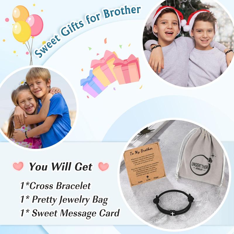 Gifts for Brother, Brother Gifts from Sister, Birthday Gifts for Brother, Brother Cross Bracelet Valentine's Day Gifts Ideas