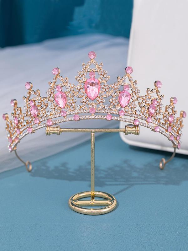 Women's Elegant Rhinestone Decor Crown, Trendy Exquisite Headwear for Bride, Chic Gorgeous Hair Accessories for Wedding Party Decor