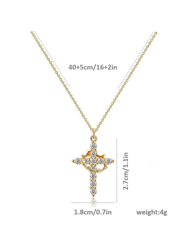 Rhinestone Decorated Criss Cross & Crown Pendant Necklace for Women & Men, Fashion Jewelry for Party, Daily Clothing Decor, Trendy All-match & Exquisite Jewelry for Birthday Gift
