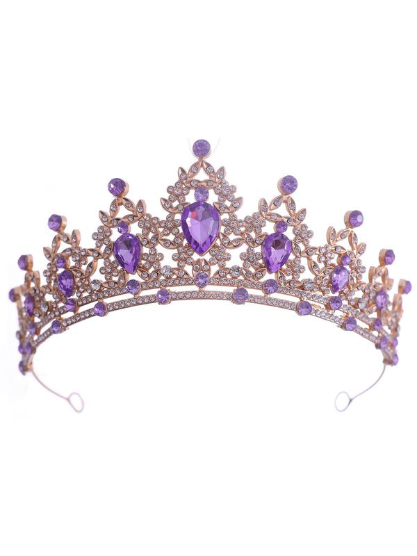Women's Elegant Rhinestone Decor Crown, Trendy Exquisite Headwear for Bride, Chic Gorgeous Hair Accessories for Wedding Party Decor