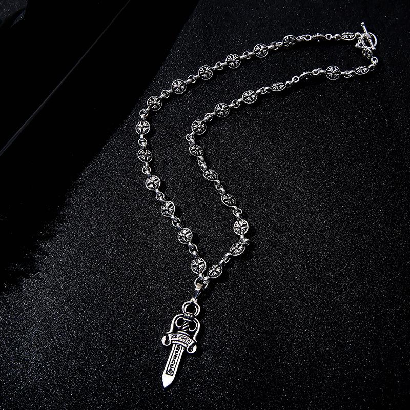 Sword Cross Necklace,Cross Hearts ChainNecklace,Gothic Necklace,Boat Anchor NecklacePunk Cross Necklace Gothic Silver Choke Chain Necklace