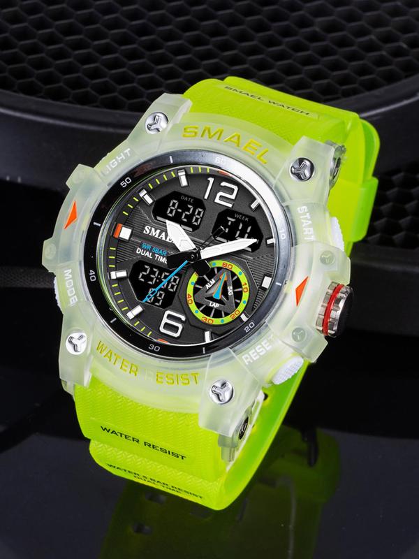 Men's Fashion Led Digital Watch with Date Display As Gifts, 2024 New Trendy Casual Sporty Analog-digital Quartz Waterproof Wristwatch with Box, Best Gift for Father, Dad, Son, Bf, Watches for Men