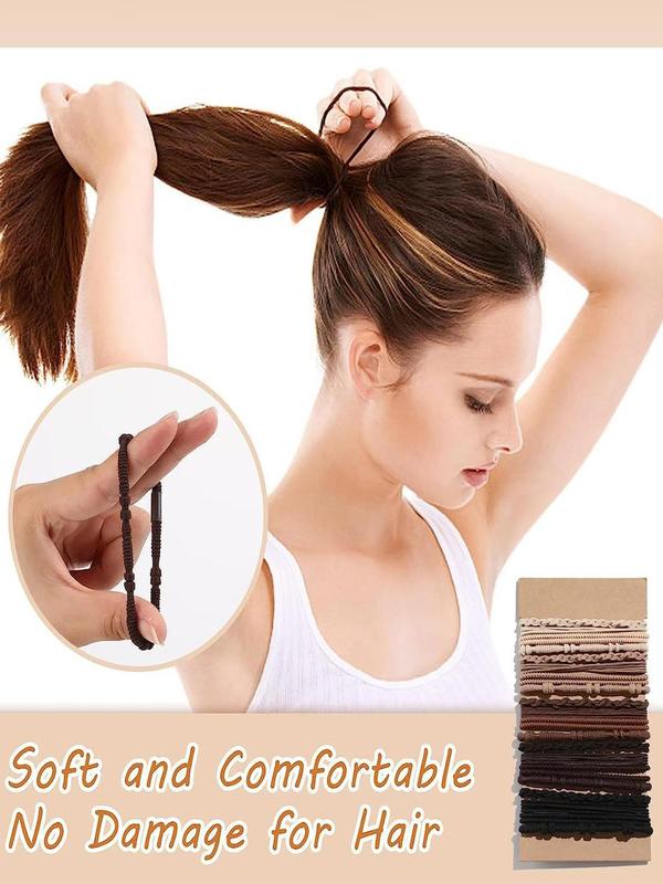 High Stretch Hair Tie Set, Casual Simple Hair Accessories for Women & Girls, Minimalist Headwear Suitable for Thick Hair