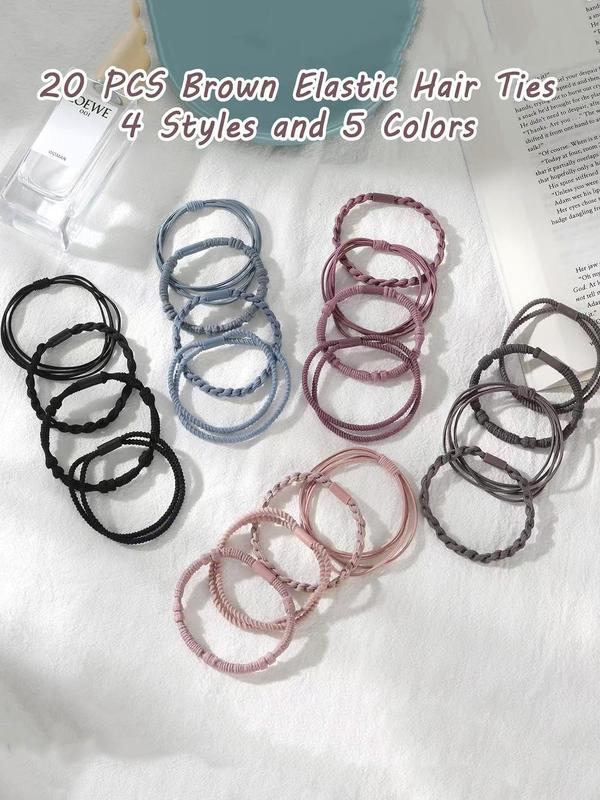 High Stretch Hair Tie Set, Casual Simple Hair Accessories for Women & Girls, Minimalist Headwear Suitable for Thick Hair
