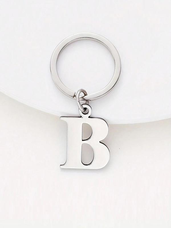 Stainless Steel Letter Design Keychain, Fashionable Keychain for Men & Women, Trendy All-match Keychain for Birthday Gift