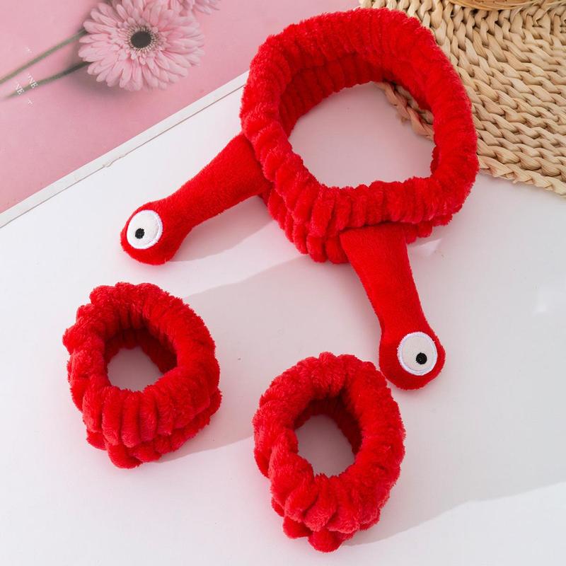 Cute Cartoon Snail Design Hair Hoop & Wristband Set, 3 Counts set Funny Hair Accessories for Washing Face, Heatless Styling Tools for Women & Girls