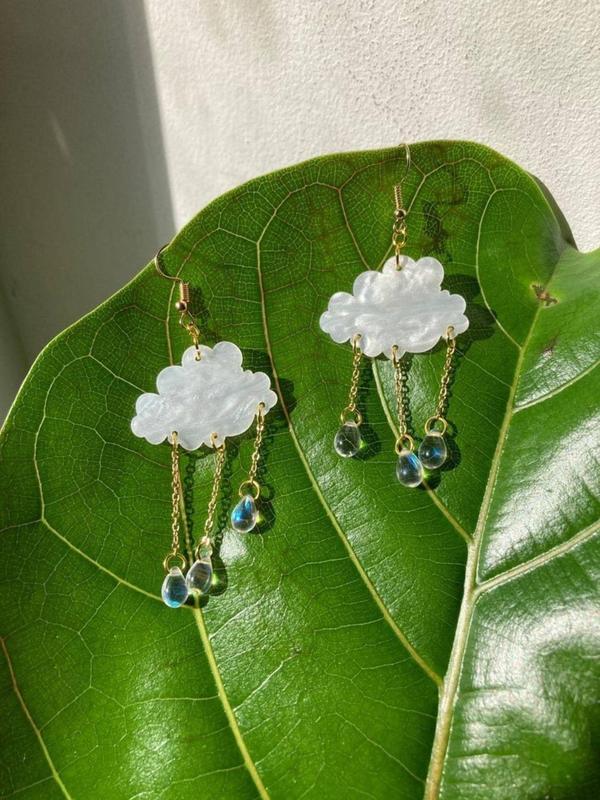 Cloud & Raindrop Design Dangle Earrings (1 Pair), 2024 New Dainty Jewelry for Daily Clothing Decor, Party, Chic All-match Jewelry As Gift for Girlfriend