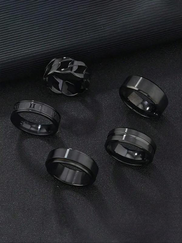 Men's Simple Style Plain Color Ring Set, Casual Trendy Ring Set, Fashion Accessories for Daily Wear, Trendy All-match & Exquisite Jewelry for Birthday Gift