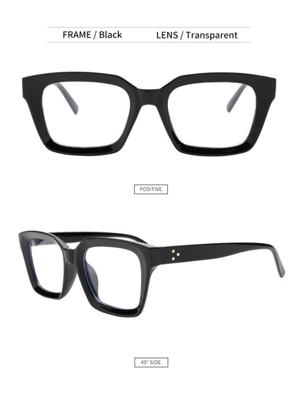 Unisex Simple Style Square Frame Eyeglasses, 2024 New Style Trendy Minimalism Casual Eyeglasses for Everyday Use, Fashion Accessories for Outdoor Activities