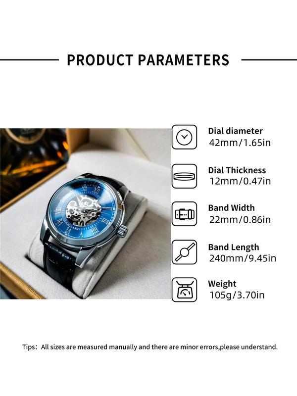 Men's Mechanical Watch, Fashion Automatic Skeleton Watch for Party, Daily Clothing Decor, Trendy All-match & Exquisite Watch for Birthday Gift with Box