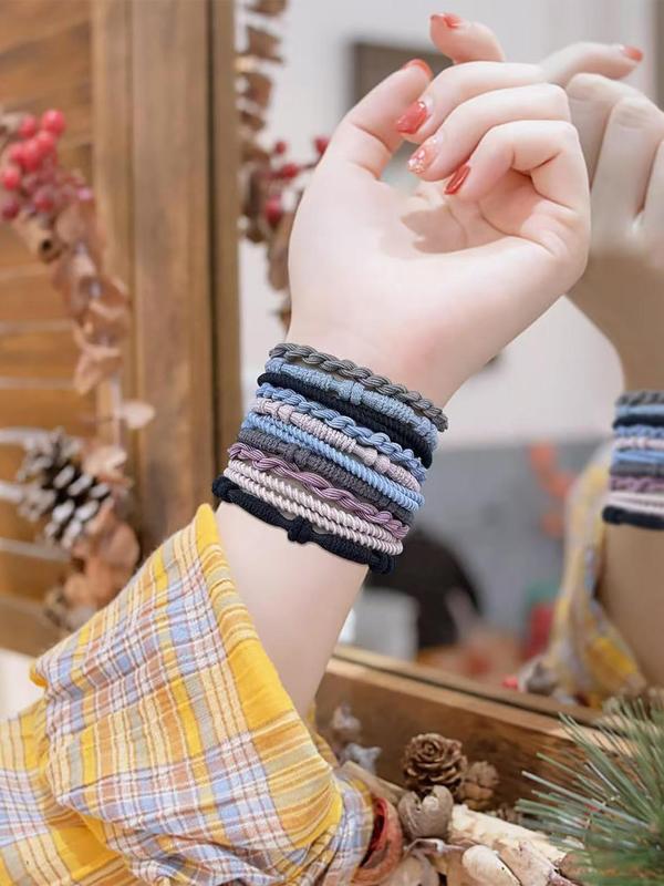 High Stretch Hair Tie Set, Casual Simple Hair Accessories for Women & Girls, Minimalist Headwear Suitable for Thick Hair