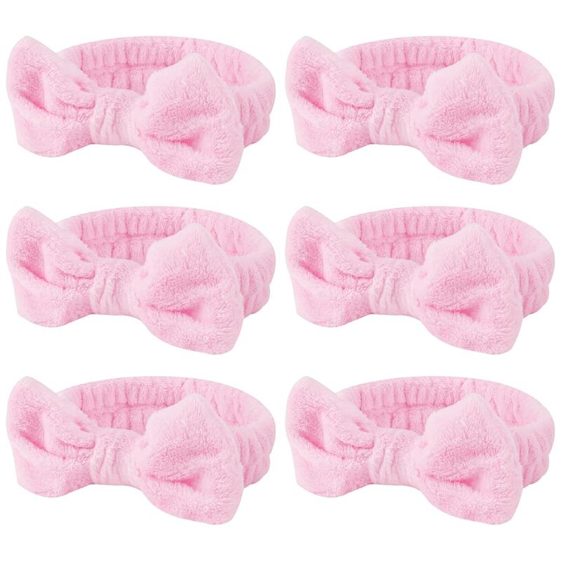 Pink 6 Pcs Spa Headband, Hair Band for Washing Face, Makeup Headband, Skincare Headbands, Soft Fleece Hairband for Face Washing Yoga